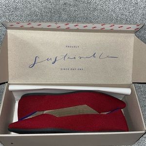 Chili Red Rothy’s size 8 1/2 style#002-132, comes with box and inserts